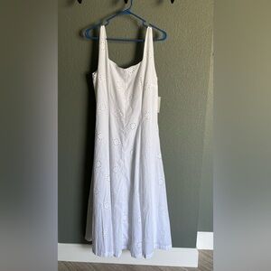 White Eyelet Maxi Sundress with Scoop Neck